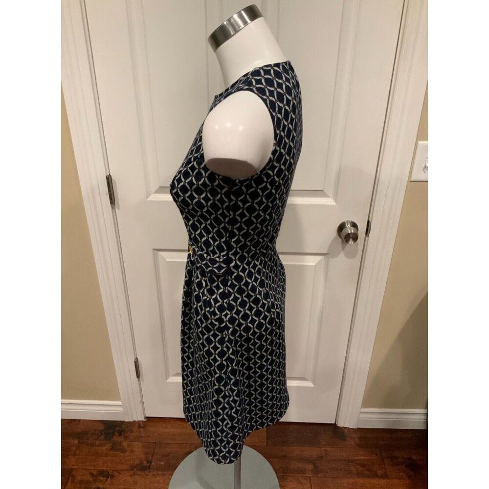Tabitha Anthropologie Navy Blue Chain Link Keyhole Fit & Flare Dress, Size 0 - Picture 5 of 7